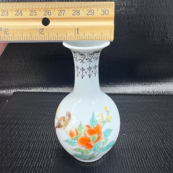 Zhongguo Jingdezen Zhi Bottle Bud Vase Fine Porcelain Vase Birds Flowers VTG - Picture 3 of 9